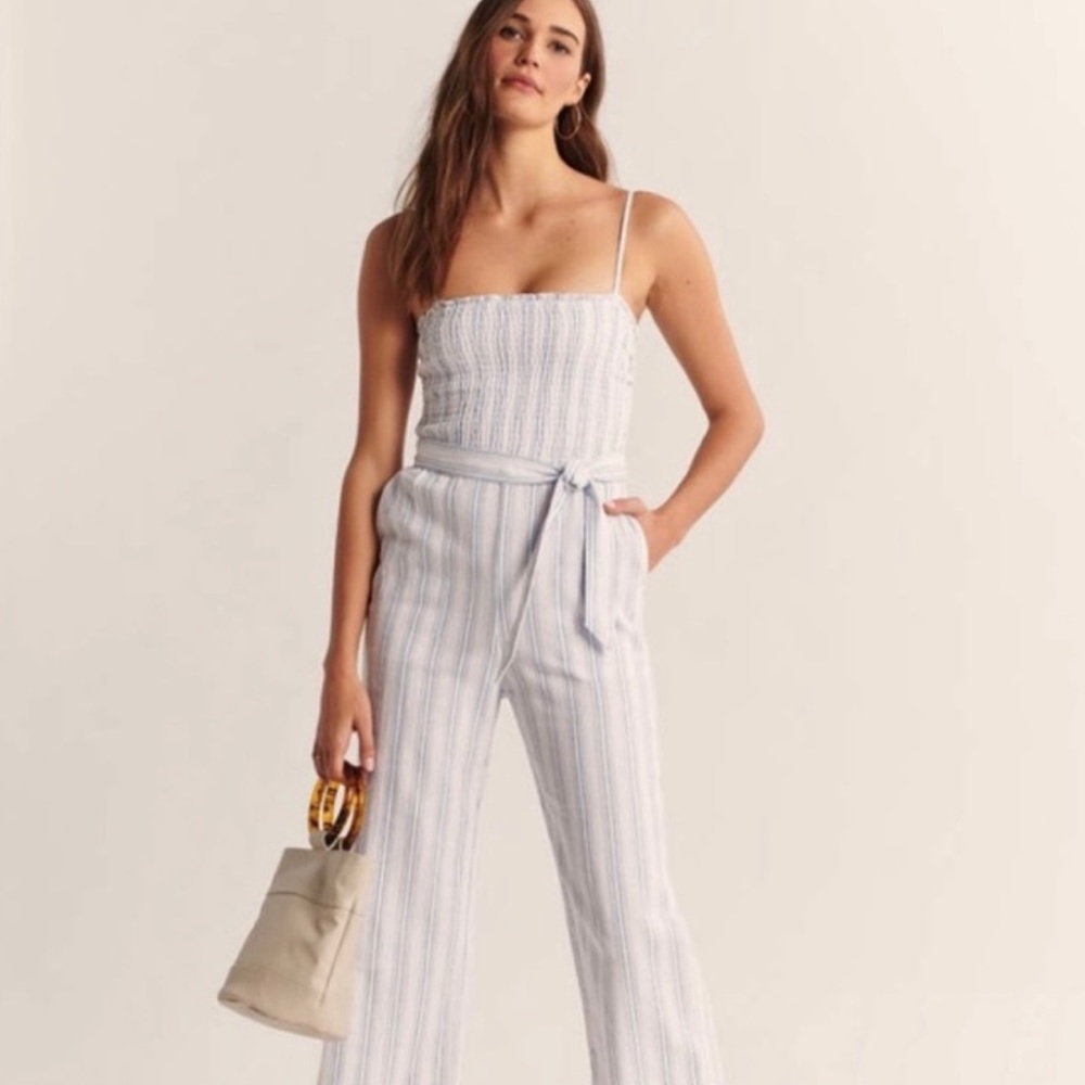 Abercrombie & Fitch Blue & white striped jumpsuit